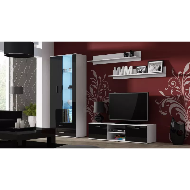 Cama Meble SOHO 140 TV-Lowboard, weiß/schwarz Hochglanz