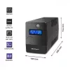 Qoltec Monolith 53980 USV 1000 VA 600 W, 2x Schuko, LCD, USB, RJ45