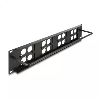 Delock 88195 D-Typ 19" Patchpanel mit 4 Platten 86 x 86 mm, 4 Ports, 2U, Schwarz