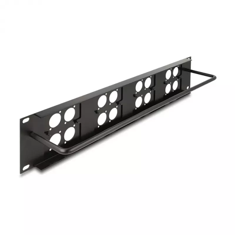 Delock 88195 D-Typ 19" Patchpanel mit 4 Platten 86 x 86 mm, 4 Ports, 2U, Schwarz