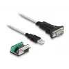 DeLOCK 63465 USB 2.0 Typ-A auf Seriell RS-422/485 Adapter, 6-Pin Terminalblock, 1,8 m, Schwarz/Transparent