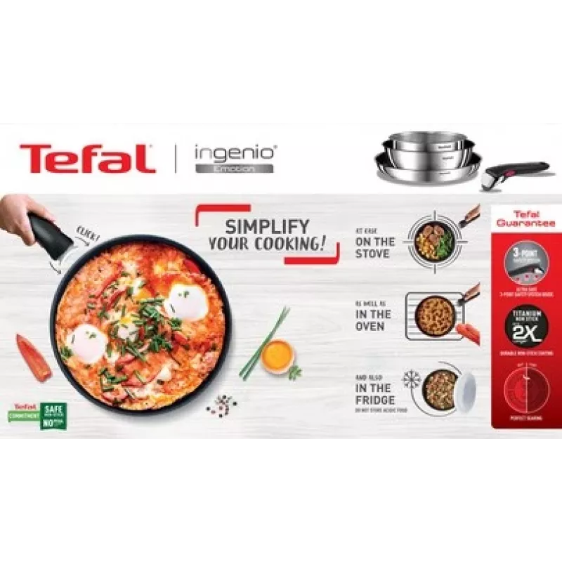 Tefal Ingenio Emotion L897S374 3-teiliges Pfannenset, 24/28 cm mit abnehmbarem Griff