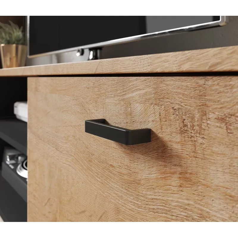 Cama Meble SOHO 140 TV-Lowboard, Eiche Lefkas/schwarz