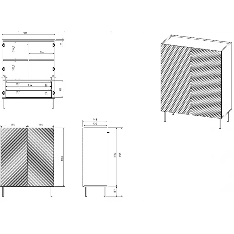 Regal cama meble ONDA ONDA 98×45×127 cm grün, bodenstehend Wandschrank