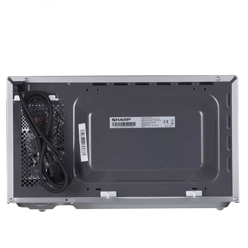 Sharp YC-MG01E-S Mikrowelle mit Grillfunktion, 20 l, 800 W, freistehend, Silber/Schwarz
