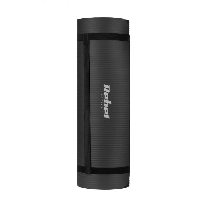 Rebel Active RBA-3151-BK Gymnastikmatte, TPE, 183 x 61 cm, 6 mm, Schwarz