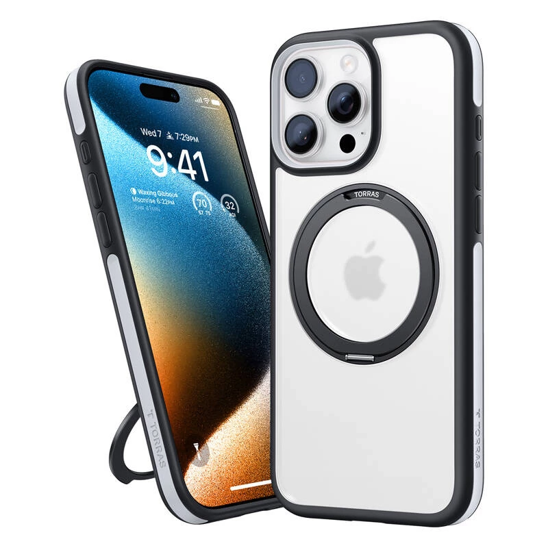 Schutzhülle Torras Ostand R Fusion für iPhone 16 Pro – Schwarz