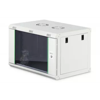 Wandmontiertes 19-Zoll-Rack-Gehäuse DIGITUS Dynamic‑N DN-37100, 7U, 600x450 mm (BxT), IP20, hellgrau, unmontiert