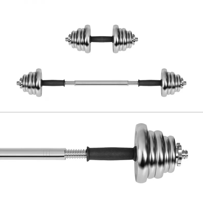 Verstellbare Kurzhanteln Rebel Chrom 20 kg mit Koffer und Hantelstangen (2) — Gewichtsscheiben 2,5 kg, 1,25 kg, 0,5 kg