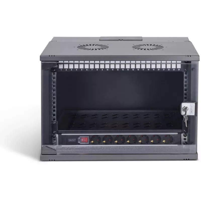 DIGITUS SOHO Pro DN-49203-SET 19" 7HE Wandmontage-Netzwerk-Set mit Zubehör, 540 x 400 mm, schwarz