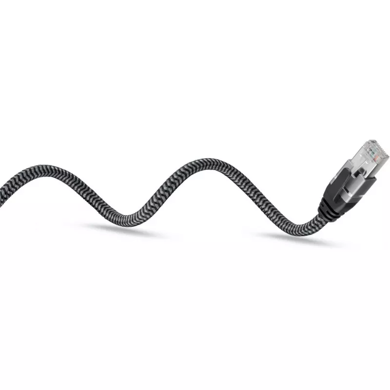 Ethernet-Kabel USB-A 3.2 Gen1 Stecker > RJ-45 Stecker, LAN-Adapter schwarz/Silber, 1,5 Meter, geflochtener Textilmantel