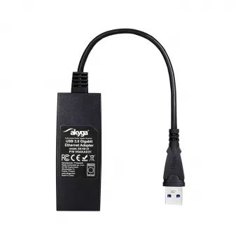 Akyga AK-AD-31 USB-3.0-auf-Gigabit-Ethernet-Adapter, RJ45, 15 cm Kabel, schwarz