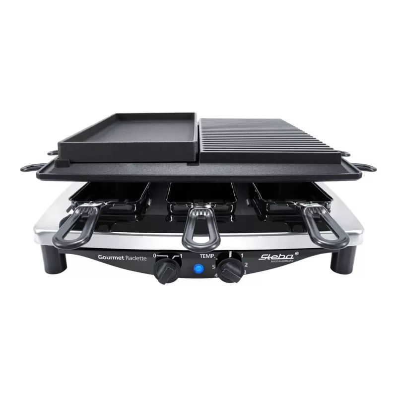 Steba RC 4 Plus Deluxe Chrome Raclette-Grill, Edelstahl/Schwarz