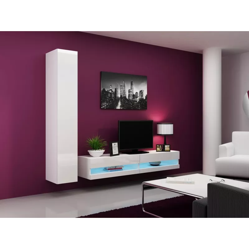 TV-Stand cama meble VIGO NEW 30/180/40, weiße Hochglanz-Oberseite, Spanplatte, 1800×400×300 mm