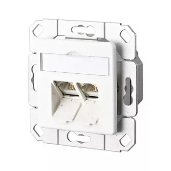 Metz Connect 130C381102-I E-DAT C6A 2-Port Unterputz-Anschlussdose, Reinweiß