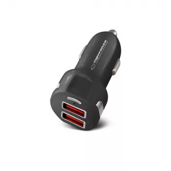 Auto-Ladegerät ESPERANZA EZ110 Schwarz – 12–24 V Eingang, 2× USB-A 2,1 A, Quick Charge 3.0, 36 W