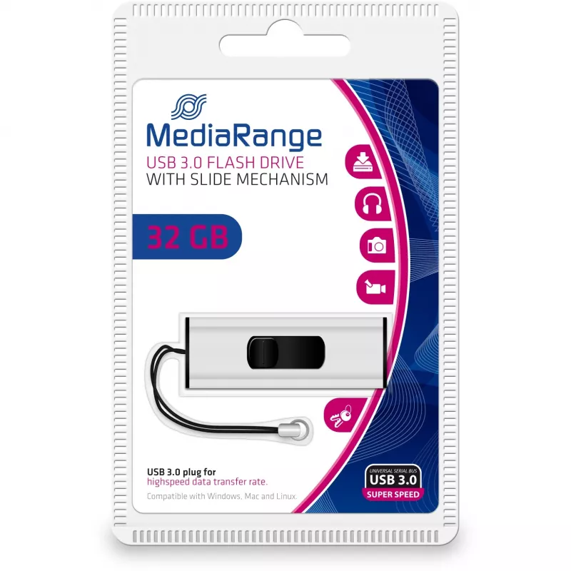 MediaRange SuperSpeed - USB-Stick - 32 GB - USB 3.0 - Schwarz/Silber (MR916)