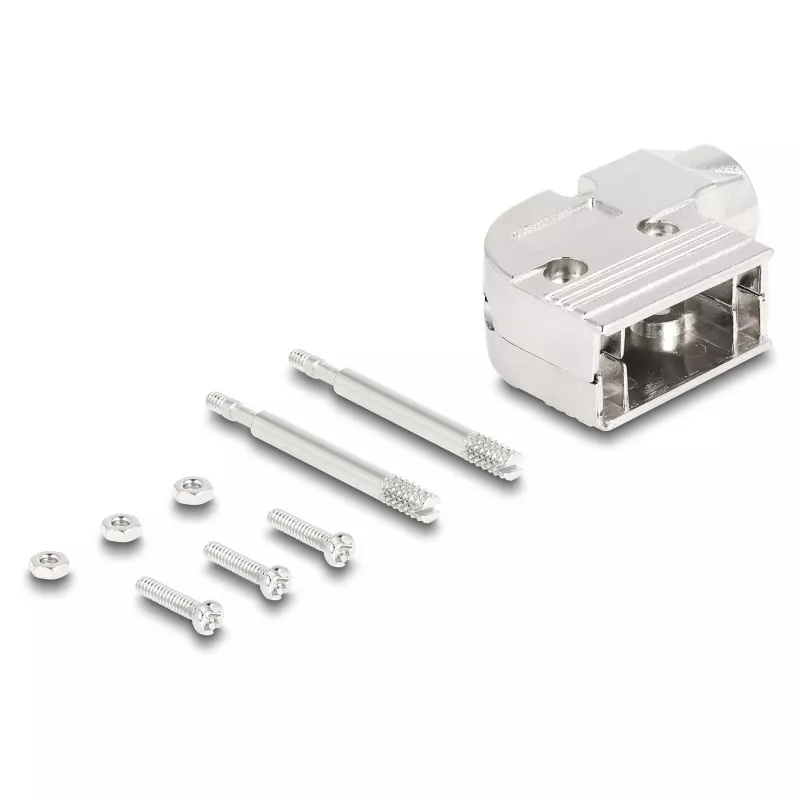 DeLOCK 67023 D-Sub Gehäuse für 9 Pin Stecker / Buchse, 90° gewinkelt, Zinklegierung