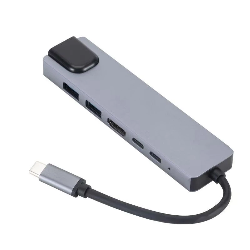 GEMBIRD USB Type-C 6-in-1 Multiport-Adapter A-CM-COMBO5-06 — HDMI, PD 54W, Gigabit-LAN, 2× USB-A, Type-C (5 Gbit/s)