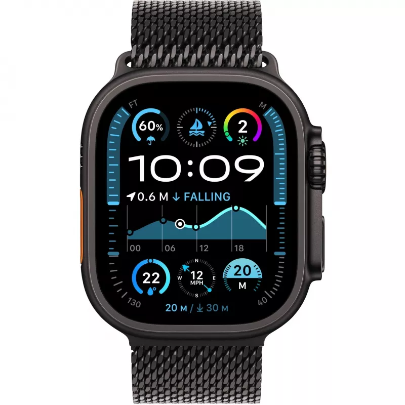 Schwarzes Titan-Milanaise-Armband 49 mm – L