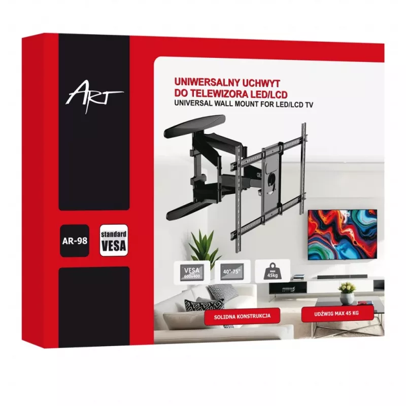 GART LCD/LED TV-Halterung 40-75 45 kg vertikale/horizontale Verstellung 58-380 mm max. VESA 600x400