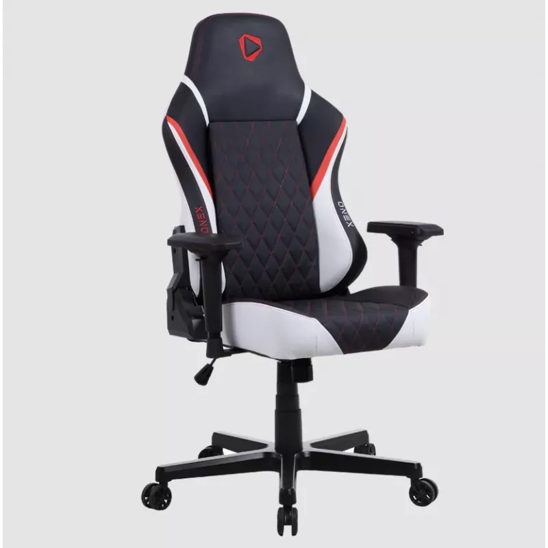 Gaming-Stuhl Onex FX8 — ergonomischer Sitz mit Formschaum, höhenverstellbar und neigbar, schwarz/rot/weiß