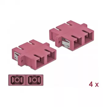 Glasfaser-SC-Kupplung Buchse-Buchse DELOCK 85998, violett, 4er-Pack