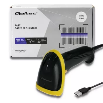 Qoltec 50867 Laser-Barcodescanner 1D/2D, USB, Schwarz