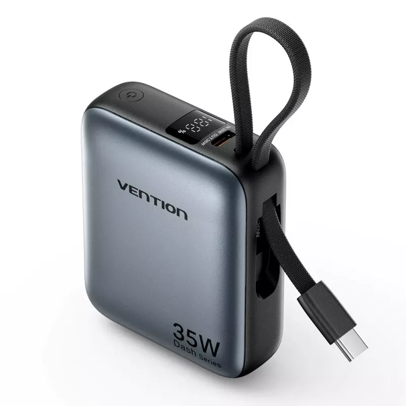 Vention FHEH0 Powerbank 10000 mAh 35 W mit USB-C-Kabel, Grau