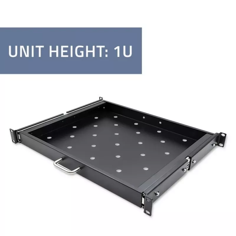 Qoltec 54509 Schiebeboden aus Stahl für Rack, 600x600, Schwarz
