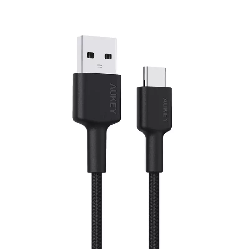 AUKEY CB-CD30 USB-A-auf-USB-C-Kabel 0,9 m, Nylongeflecht, 60W PD, 3A, schwarz