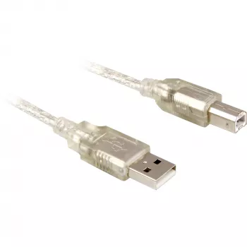 Delock 82057 USB-2.0-Kabel Typ-A-Stecker auf Typ-B-Stecker, 0,5 m, transparent