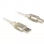 Delock 82057 USB-2.0-Kabel Typ-A-Stecker auf Typ-B-Stecker, 0,5 m, transparent