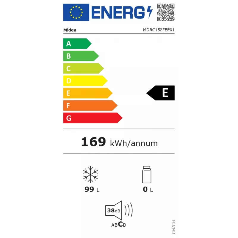 Gefriertruhe Midea MDRC152FEE01, 99 L, Energieklasse E, 85 cm Höhe, freistehend, Weiß