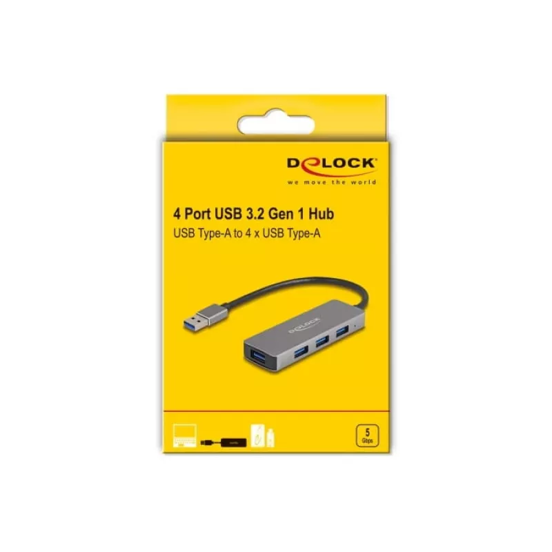 DeLOCK 63171 USB Hub 3.2 Gen 1 Type-A 5000 Mbit/s Grau