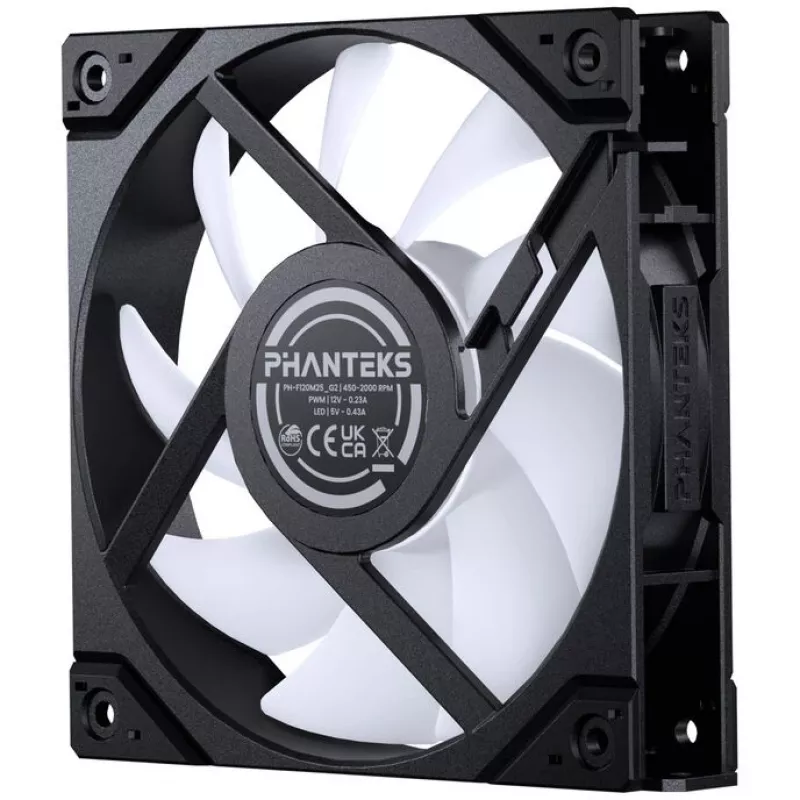 Phanteks M25 Gen2 PH-F120M25R_G2_DBK01 120-mm-PWM-D-RGB-Gehäuselüfter, Reverse Airflow, schwarz