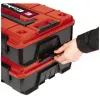 Einhell 4540019 E-Case S-F Systemkoffer mit Rasterschaumstoff, spritzwassergeschützt, Polypropylen, 25 kg Tragelast, Schwarz/Rot