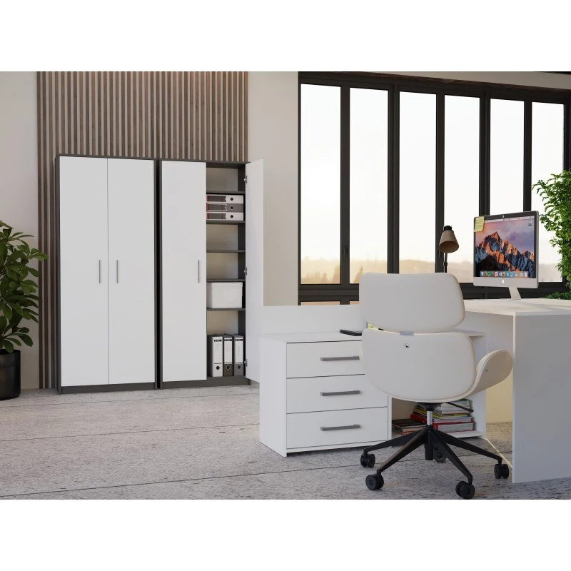 OLIV 2D CLOSED SHELVING UNIT, ANTHRACITE/Weiß SET