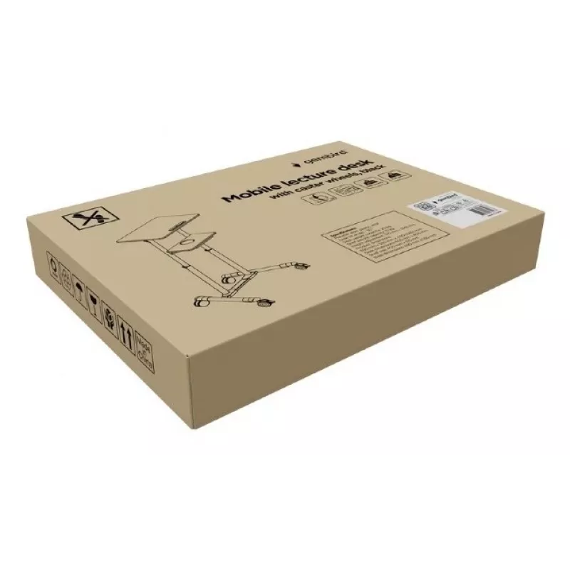 Gembird TVS-DESK-01-BK mobiler Stehtisch mit Rollen, höhenverstellbar 111–134,5 cm, Neigung 30°, max. 20 kg, schwarz
