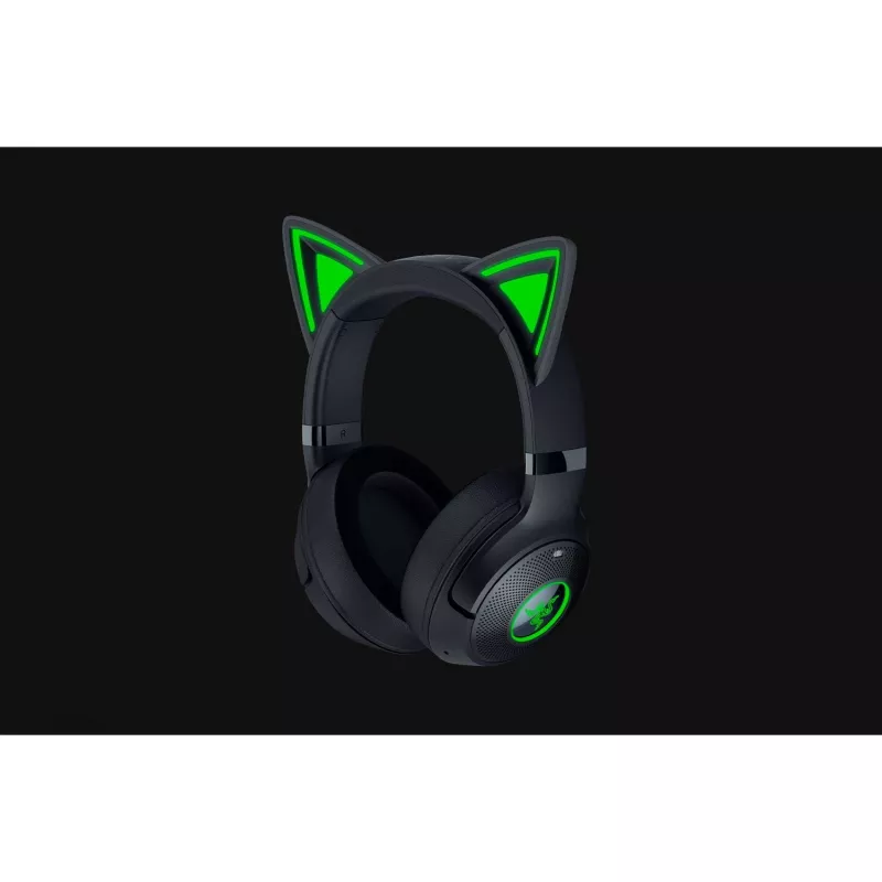 Razer Kraken Kitty V2 BT kabelloses Gaming-Headset, Bluetooth 5.2, Over-Ear, Mikrofon, Geräuschunterdrückung, Chroma RGB, 20–20.000 Hz, Schwarz