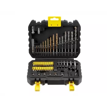 Handwerkzeug-Set STANLEY STA88546 — 50-teiliges Universal-Bohrer- und Werkstattset mit Koffer, geeignet für Holz