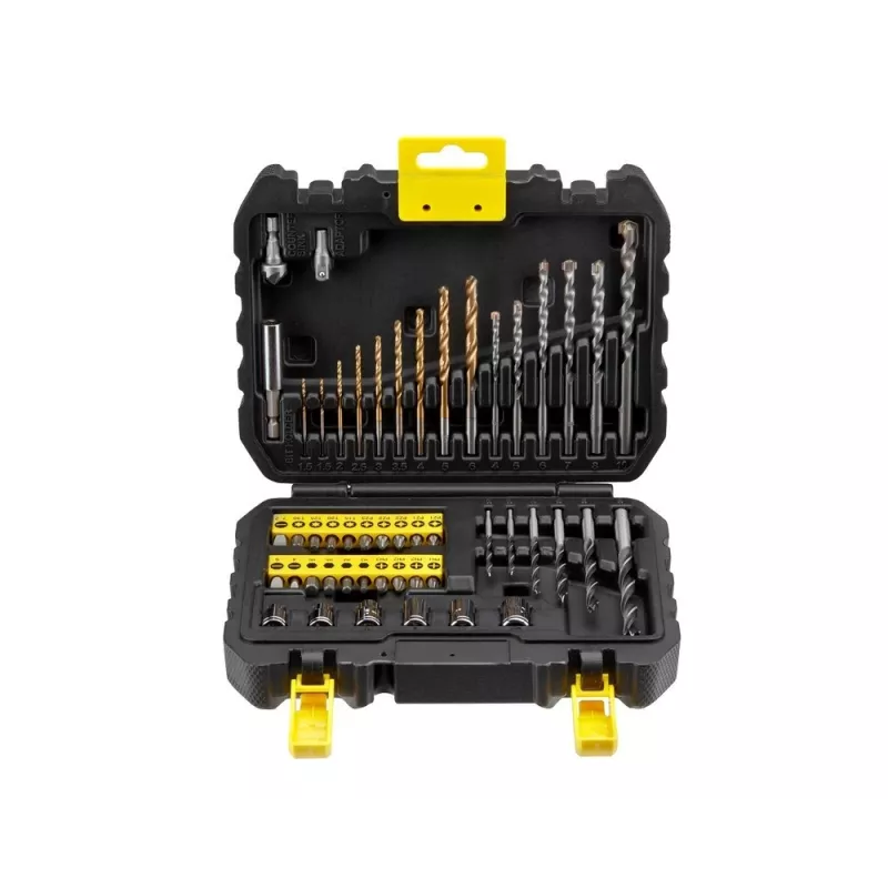 Handwerkzeug-Set STANLEY STA88546 — 50-teiliges Universal-Bohrer- und Werkstattset mit Koffer, geeignet für Holz