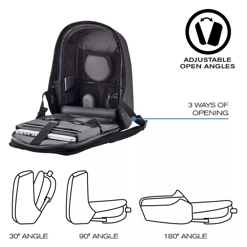 XD Design Bobby Hero Small P705.701 Anti-Diebstahl-Rucksack, 13,3-Zoll-Laptop, 12,9-Zoll-Tablet, 10,5 l, PET, Schwarz