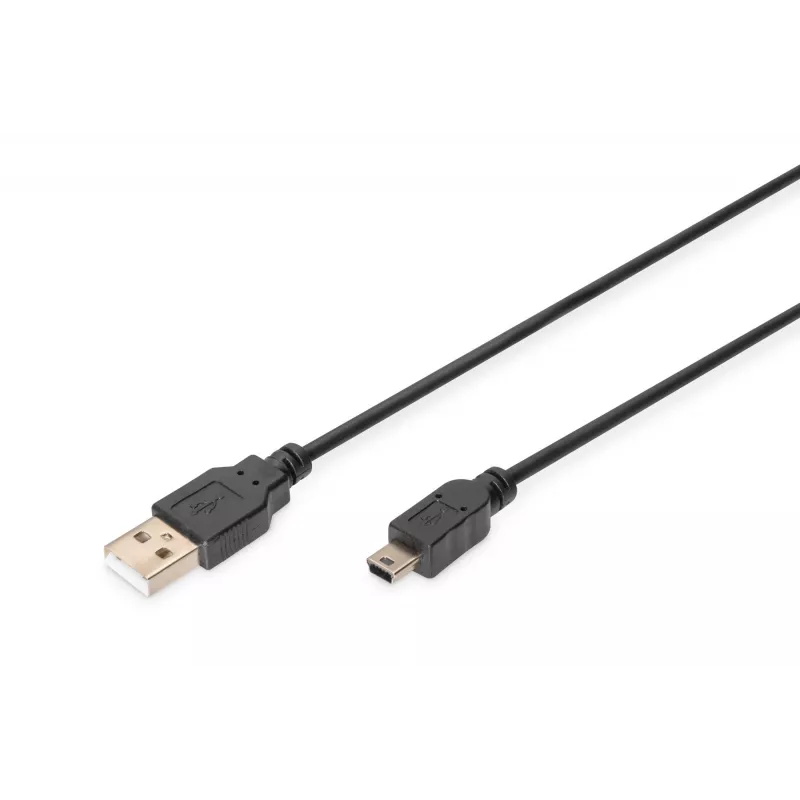 ASM AK-300130-030-S ASSMANN Kabel USB 2.0 HighSpeed Canon USB A/miniUSB B (5pin) M/M Schwarz 3m