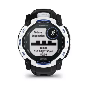 Smartwatch GARMIN Instinct 3.05 cm (1.2 Zoll) AMOLED 45 mm 390x390 px Touchscreen Schwarz Weiß GPS 4 GB 53 g Silikonarmband