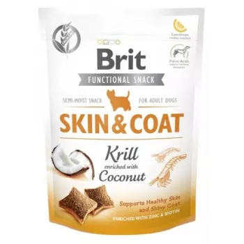 Hundeleckerli Brit Dog Skin & Coat Krill Kokosnuss 150 g — diätetische feste Snacks für ausgewachsene Hunde, Krillgeschmack, glutenfrei