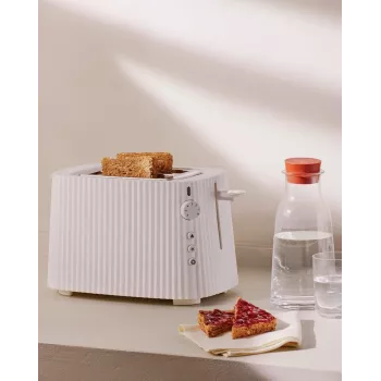 Toaster Alessi MDL08B Schwarz — Plissé-Design, 6 Bräunungsstufen, Bagel/Auftauen/Aufwärmen, 340×185×250 mm