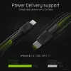 Green Cell PowerStream KABGC07 USB-C-auf-Lightning-Kabel, 1 m, PD, Apple MFi, schwarz