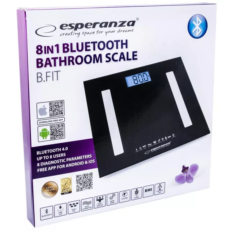 Esperanza EBS016K Personenwaage Elektronische Personenwaage Quadratisch Schwarz