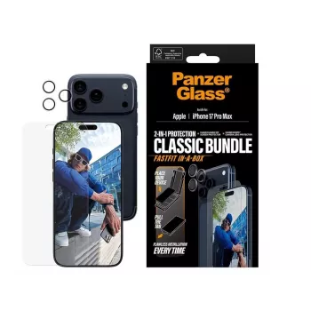 Schutzpaket für Display und Kameraobjektiv PanzerGlass für Apple iPhone 17 Pro Max — Transparent 2-in-1